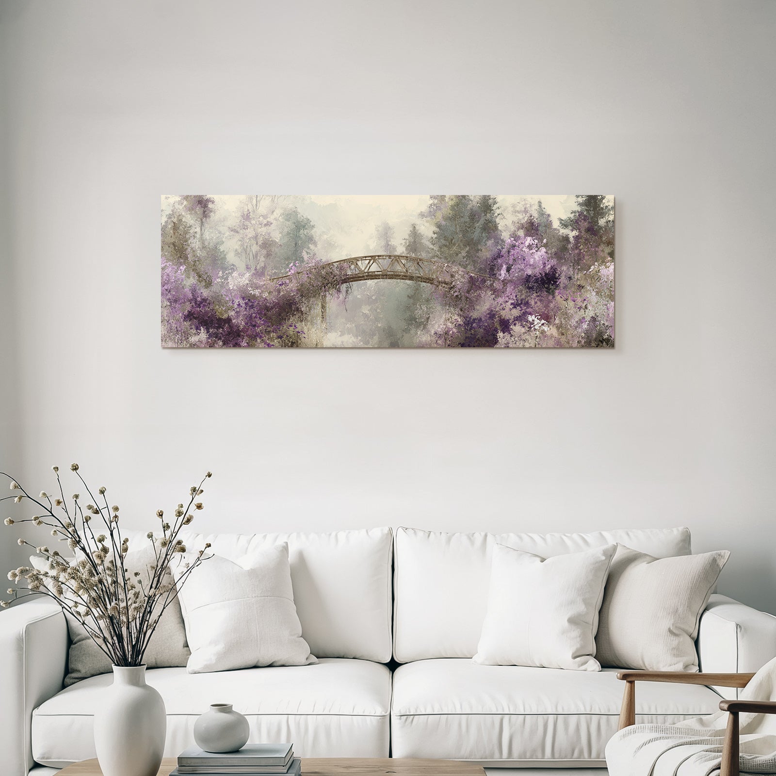 Traumhafte Brücke Im Lila Und Pinken Garten