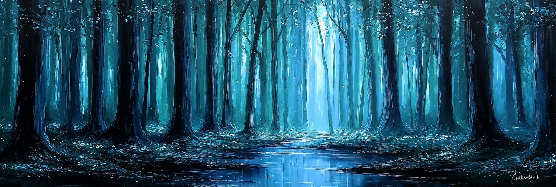 Verzauberter Waldpfad Im Blaün Dämmerlicht | Wasserfaelle und Tropfen | Natur