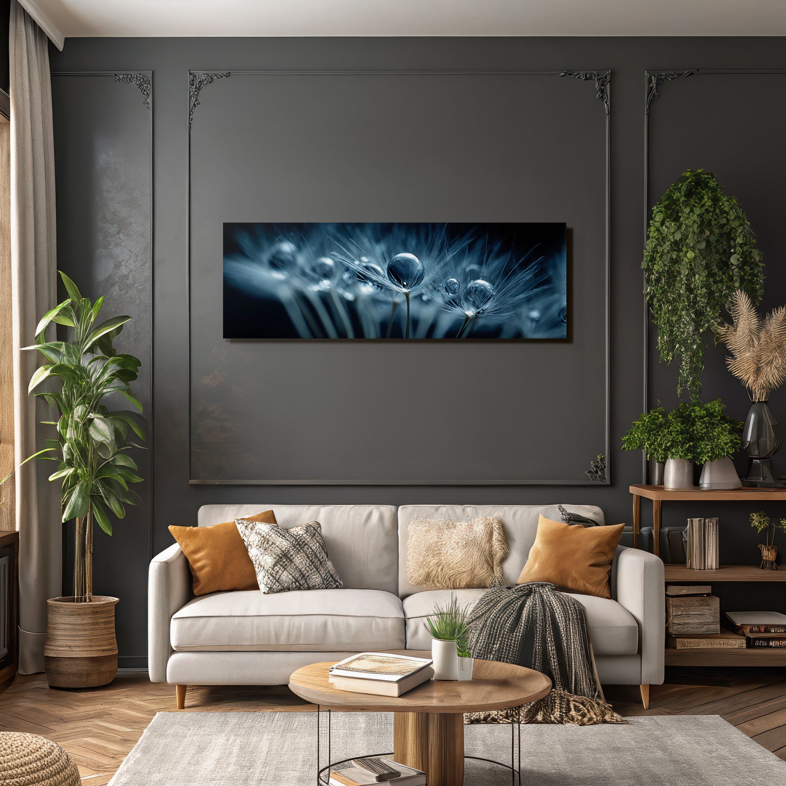 Zartes Pusteblumenmotiv Mit Tautropfen Und Träumerischem Ambiente
