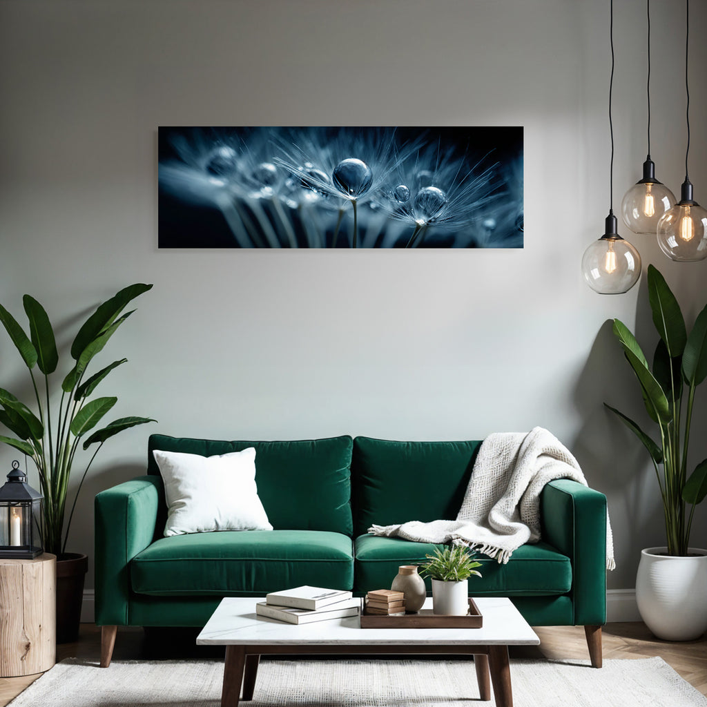 Zartes Pusteblumenmotiv Mit Tautropfen Und Träumerischem Ambiente