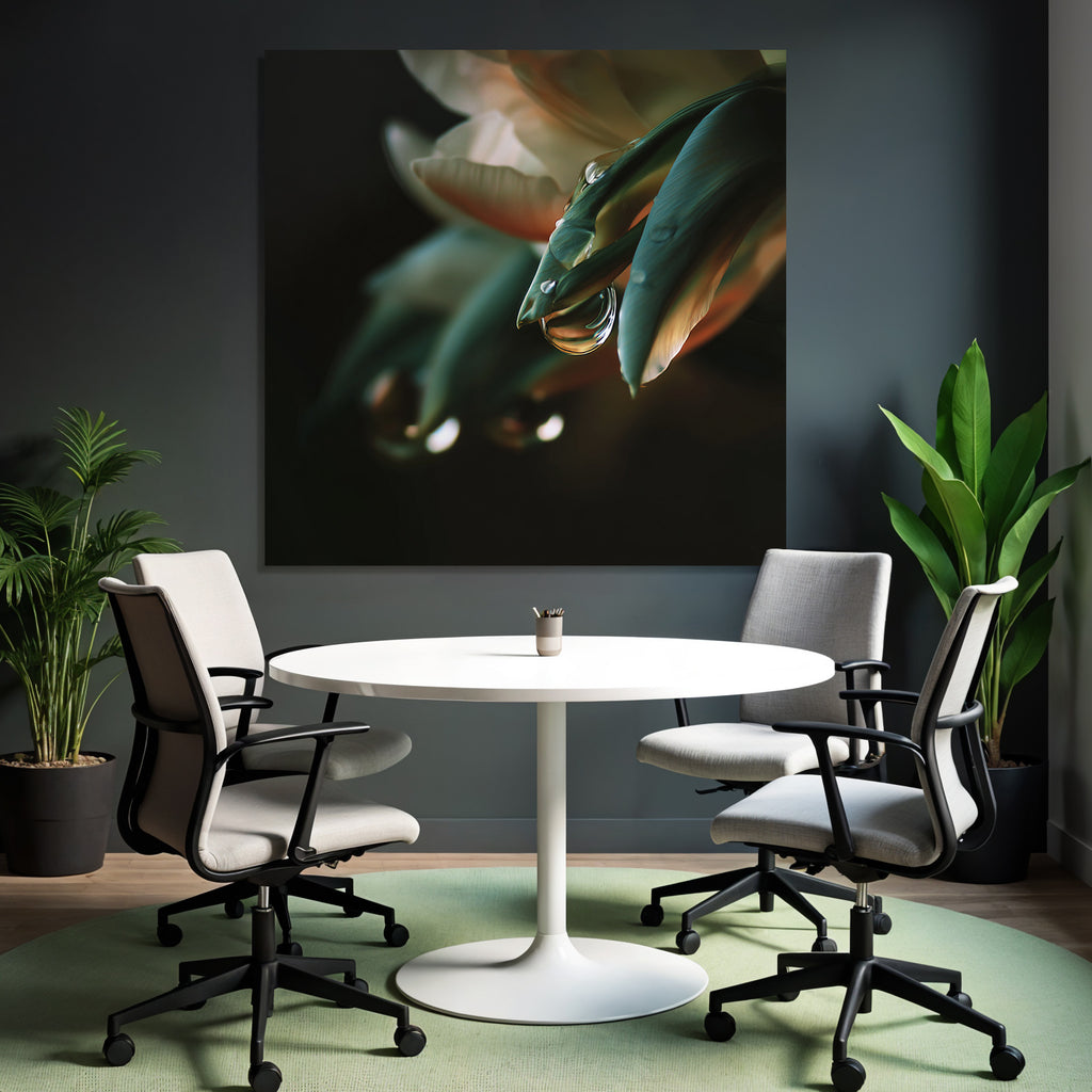 Blumenblätter Mit Wassertropfen Auf Dunklem Hintergrund