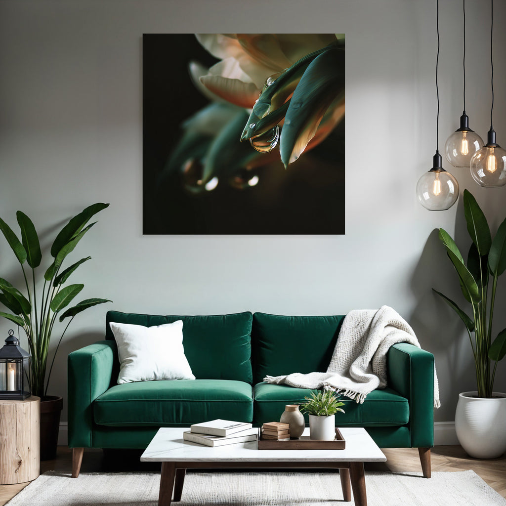 Blumenblätter Mit Wassertropfen Auf Dunklem Hintergrund