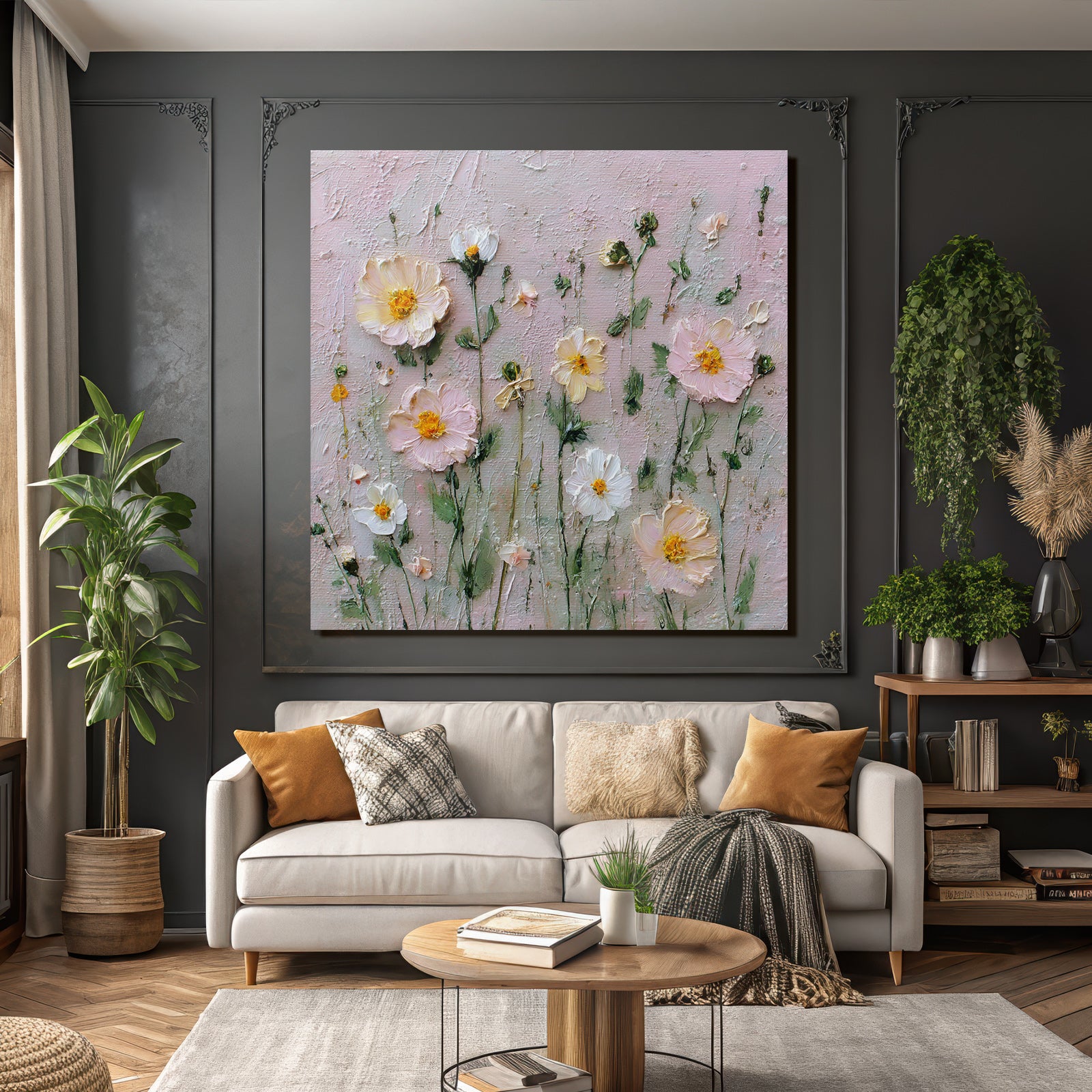 Blumenrelief Mit Impressionistischen Pastellfarben