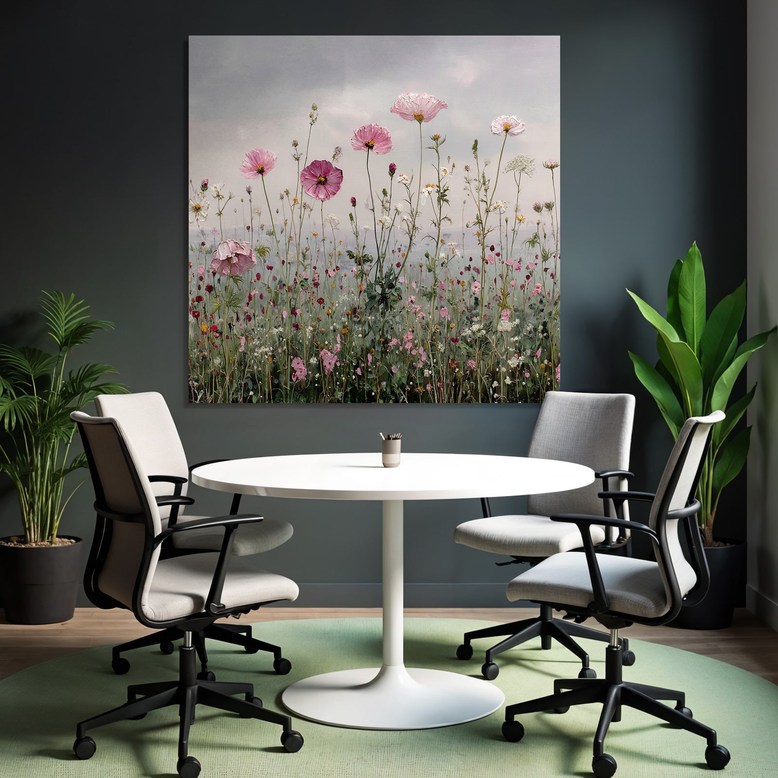 Blumenwiese Mit Pinken Und Weissen Blüten