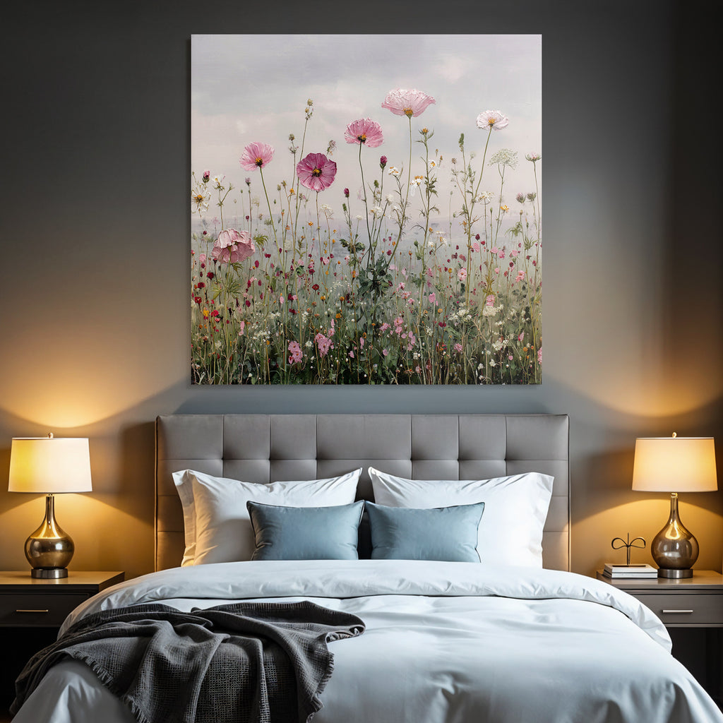 Blumenwiese Mit Pinken Und Weissen Blüten