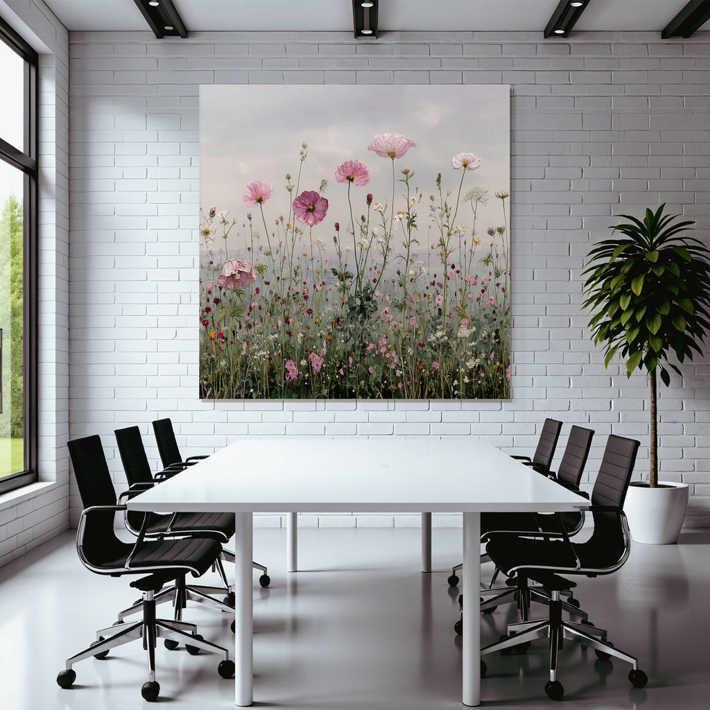 Blumenwiese Mit Pinken Und Weissen Blüten