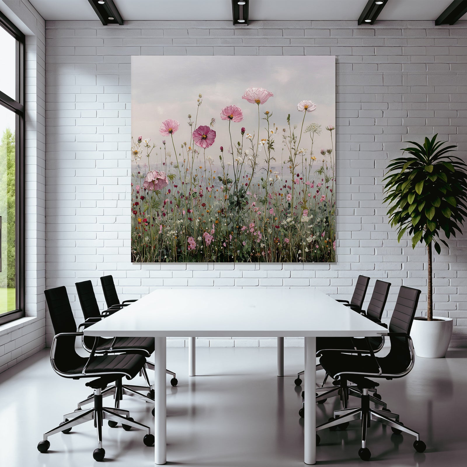 Blumenwiese Mit Pinken Und Weissen Blüten