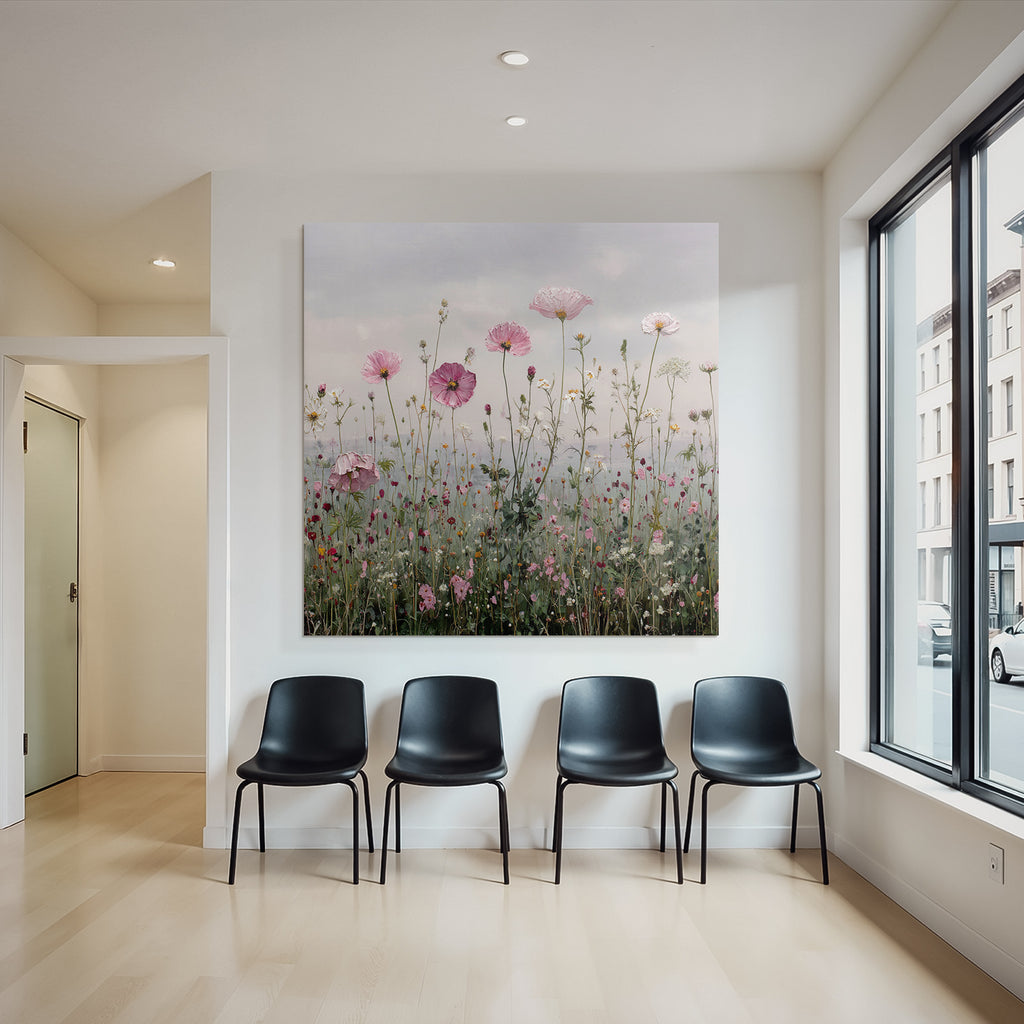 Blumenwiese Mit Pinken Und Weissen Blüten