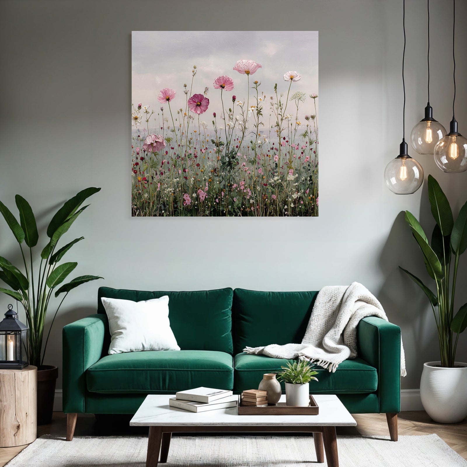 Blumenwiese Mit Pinken Und Weissen Blüten