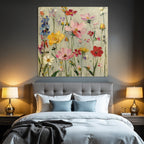 Bunte Blumenmalerei In Pink Gelb Rot Und Blau