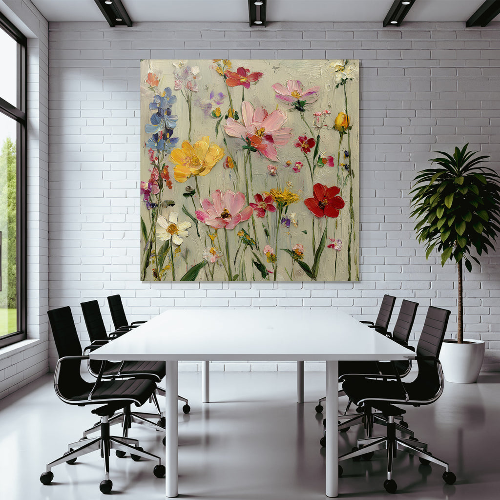 Bunte Blumenmalerei In Pink Gelb Rot Und Blau