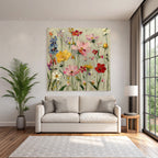 Bunte Blumenmalerei In Pink Gelb Rot Und Blau