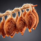 Flauschige Orange Objekte Am Seil Mit Tropfendem Honig | Wasserfaelle und Tropfen | Natur