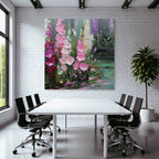 Impressionistisches Blumenbild Mit Pinken Lila Und Weissen Blüten