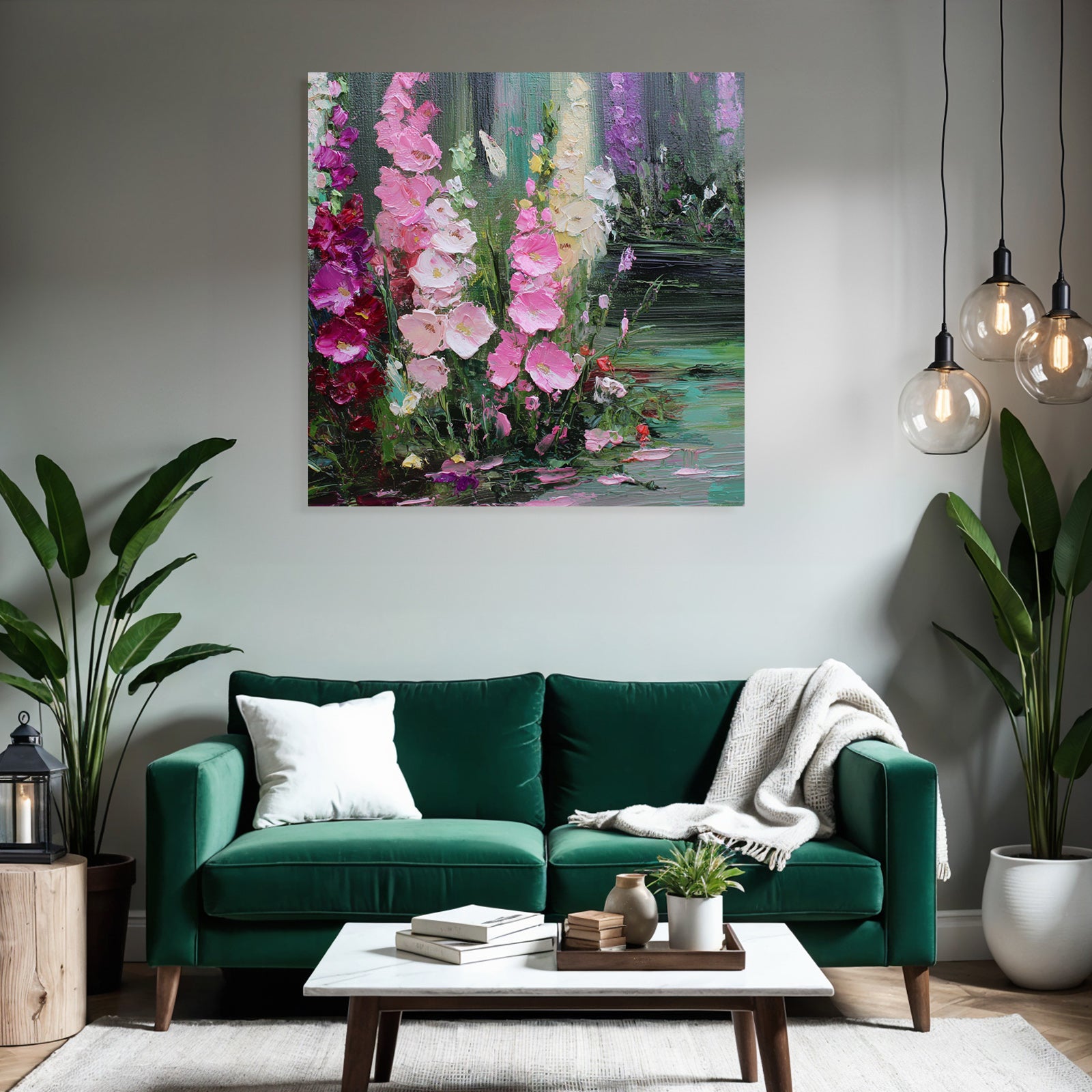 Impressionistisches Blumenbild Mit Pinken Lila Und Weissen Blüten