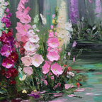 Impressionistisches Blumenbild Mit Pinken Lila Und Weissen Blüten | Wasserfaelle und Tropfen | Natur
