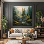 Ruhige Waldlandschaft Mit Bach Und Kiefern