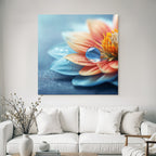Schöne Blüte In Orange Und Blau Mit Tautropfen