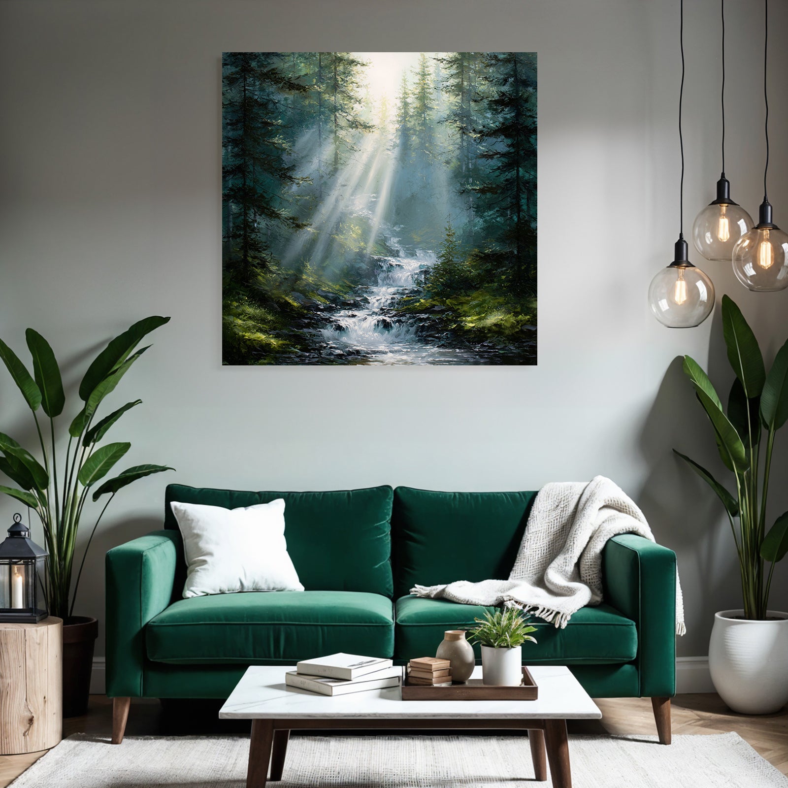 Waldfluss Mit Sonnenstrahlen In Dichtem Wald