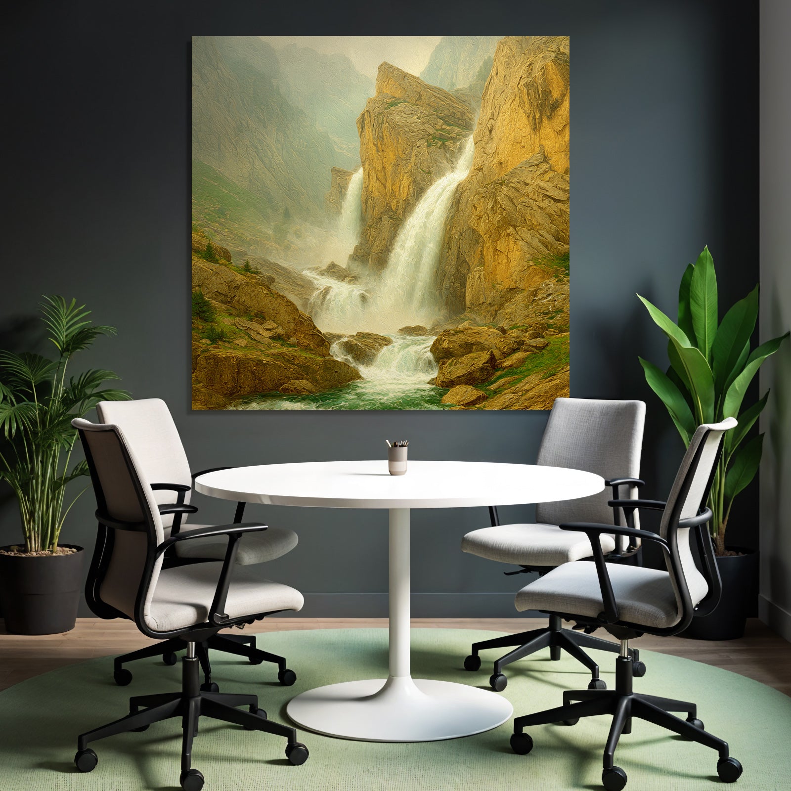 Wasserfall In Idyllischer Landschaft