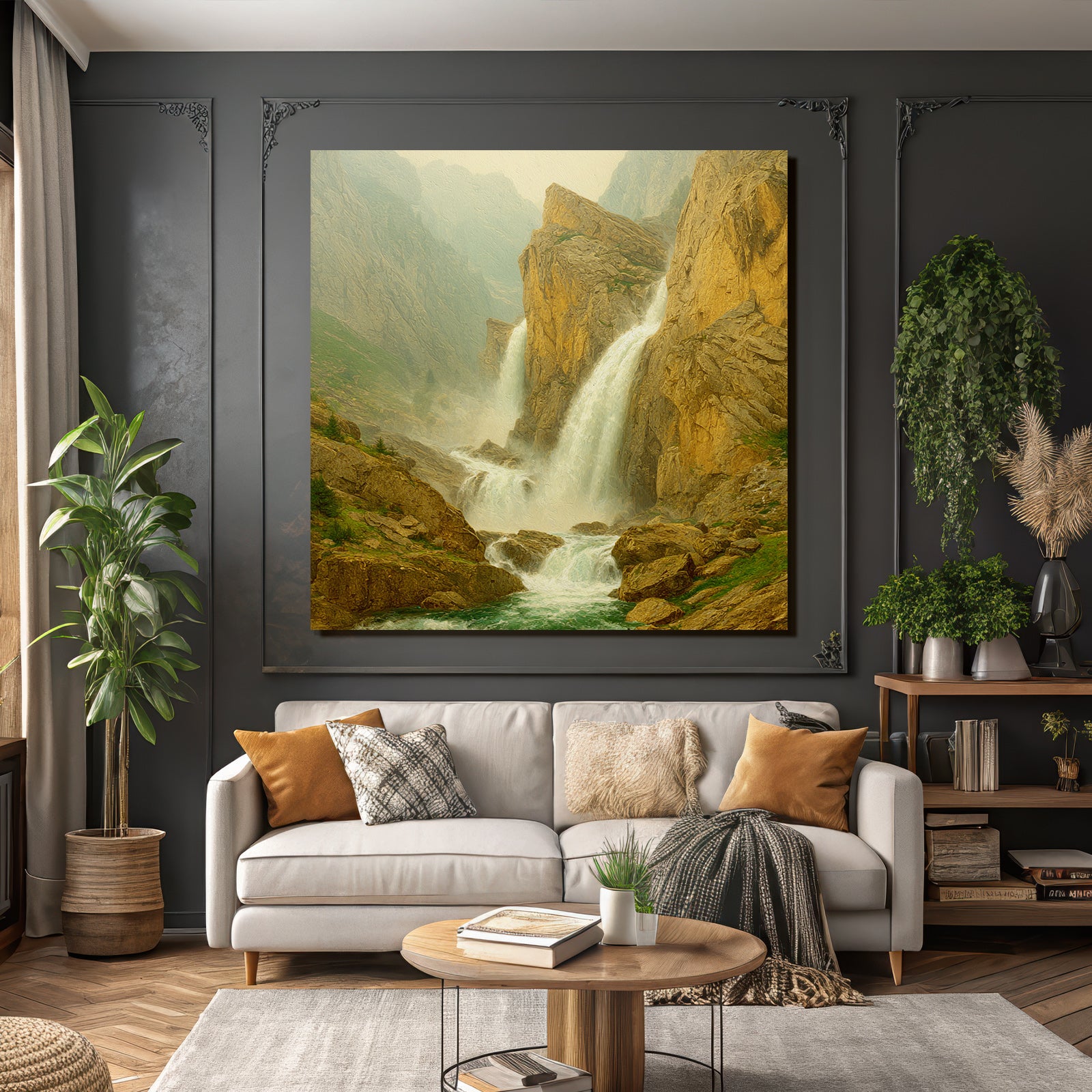 Wasserfall In Idyllischer Landschaft