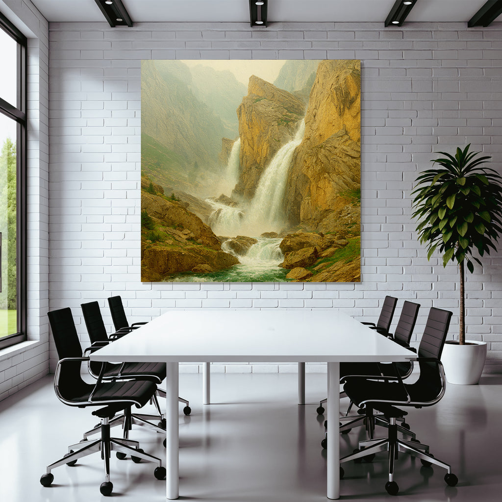 Wasserfall In Idyllischer Landschaft