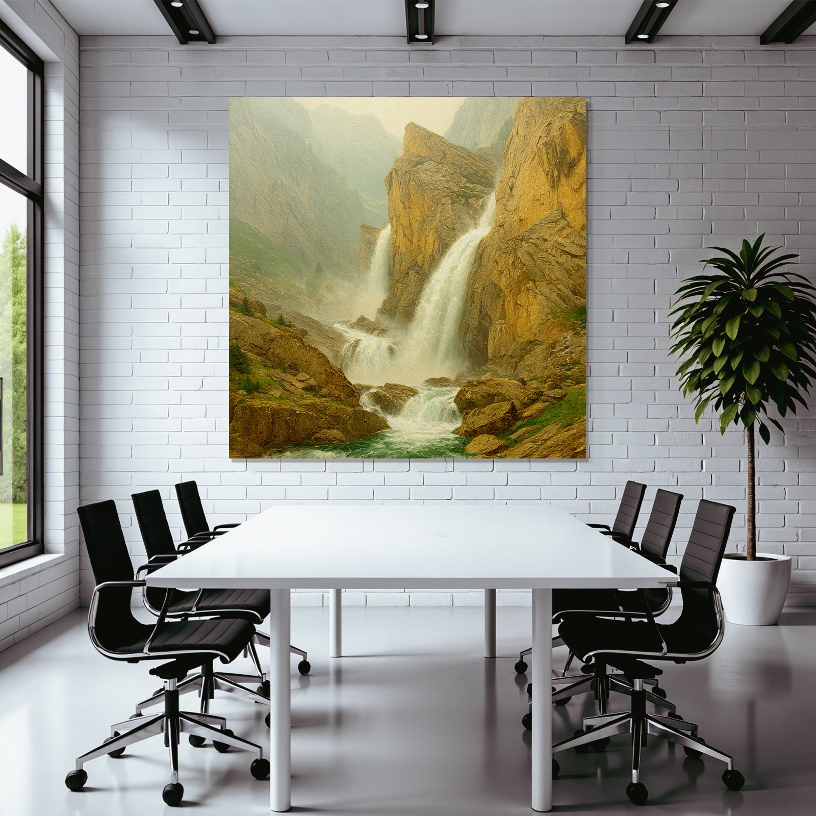 Wasserfall In Idyllischer Landschaft