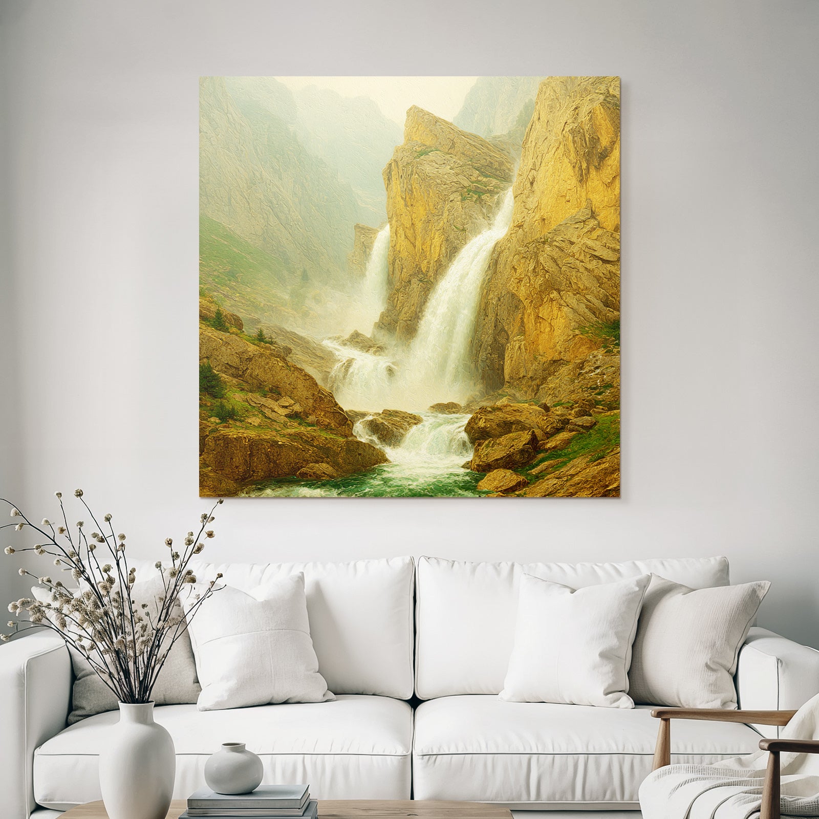 Wasserfall In Idyllischer Landschaft