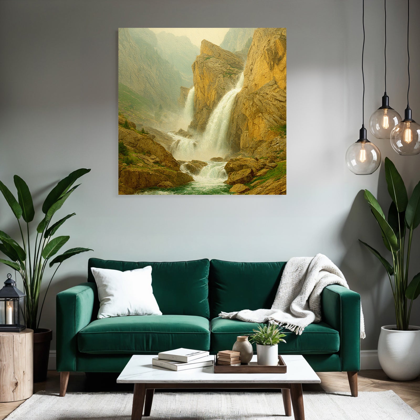 Wasserfall In Idyllischer Landschaft