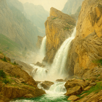 Wasserfall In Idyllischer Landschaft | Wasserfaelle und Tropfen | Natur