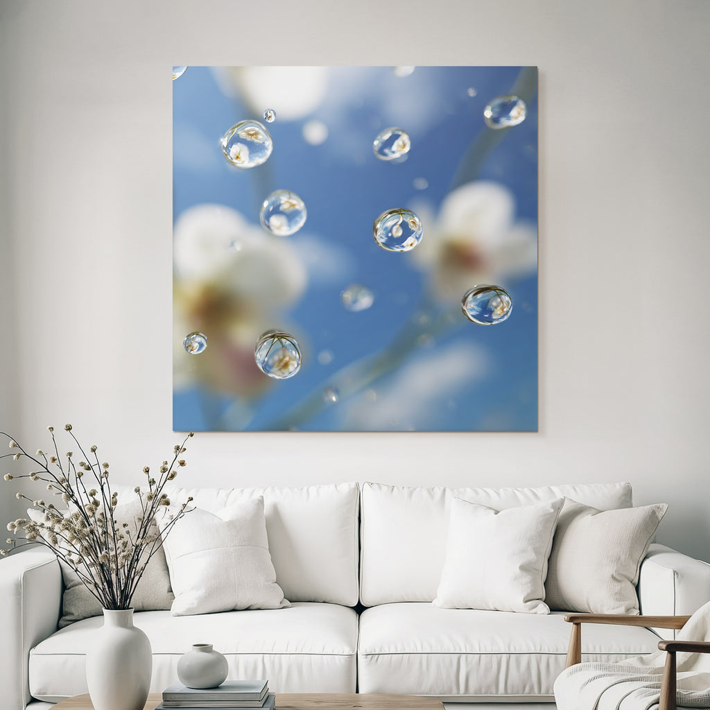 Wassertropfen An Blumen Unter Blaüm Himmel