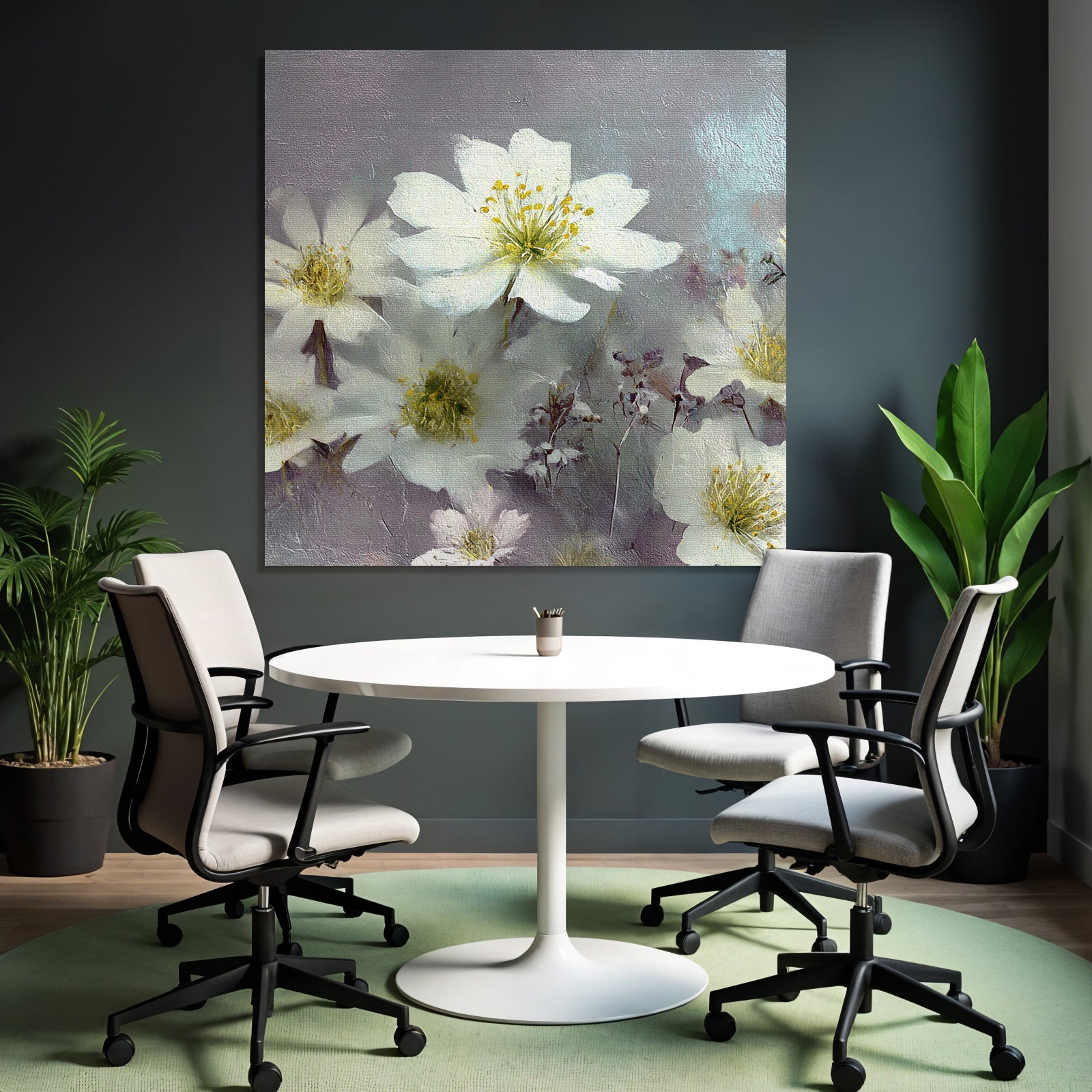 Weisse Blumen Zartes Kunstwerk