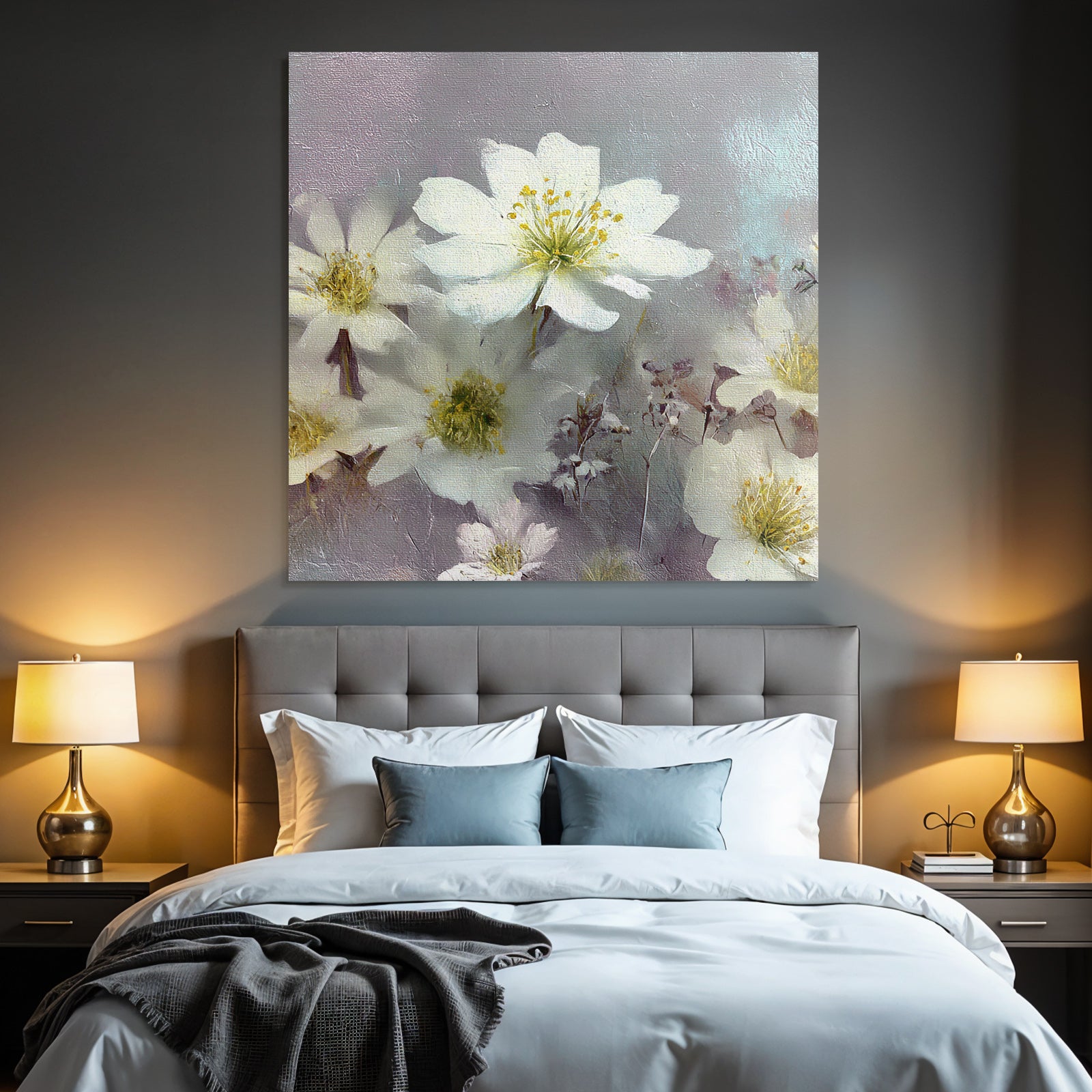 Weisse Blumen Zartes Kunstwerk