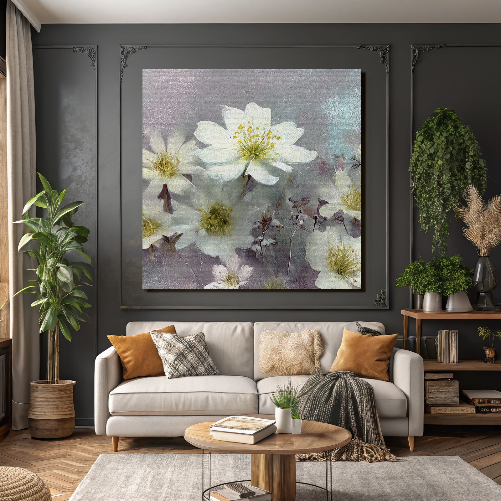 Weisse Blumen Zartes Kunstwerk