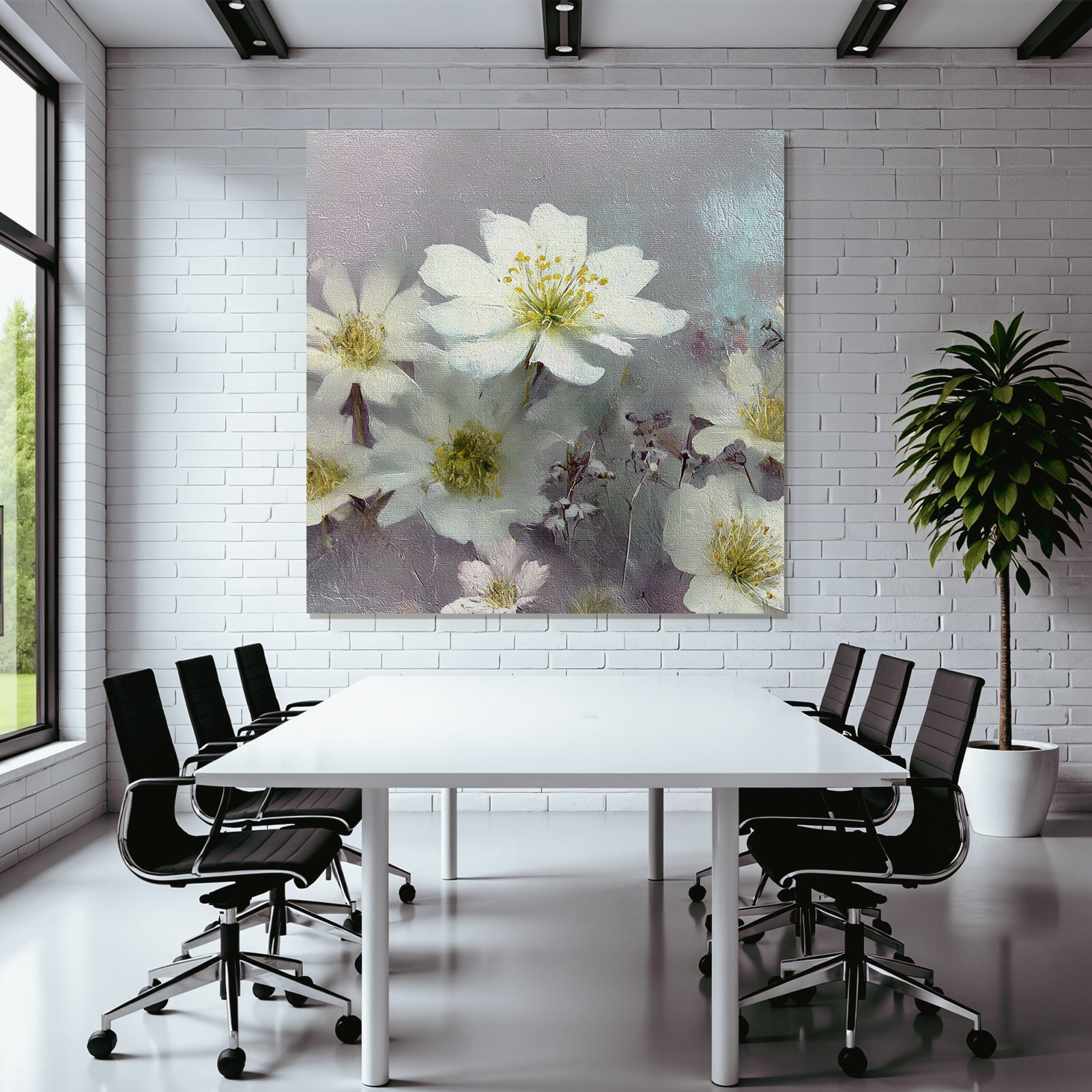 Weisse Blumen Zartes Kunstwerk