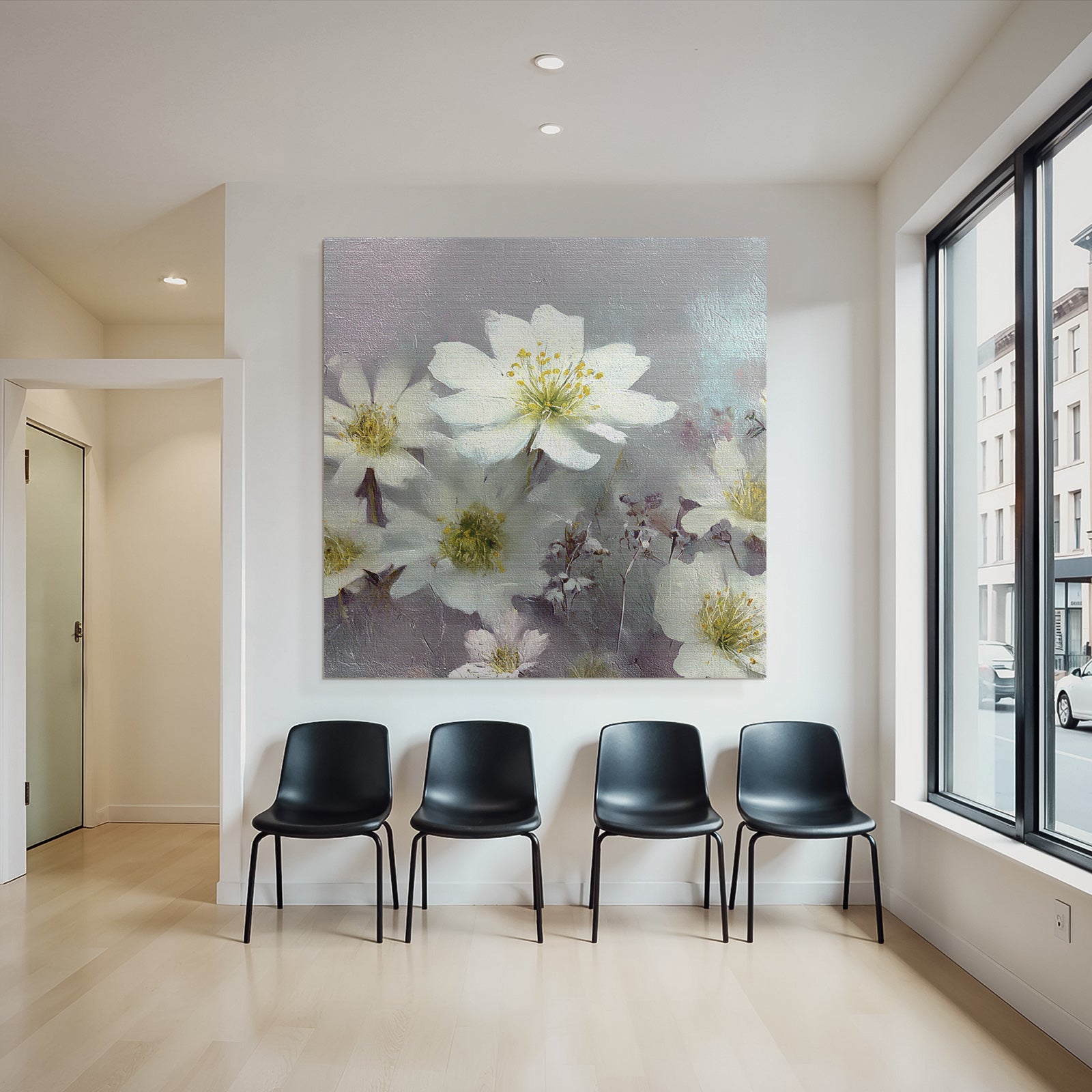 Weisse Blumen Zartes Kunstwerk