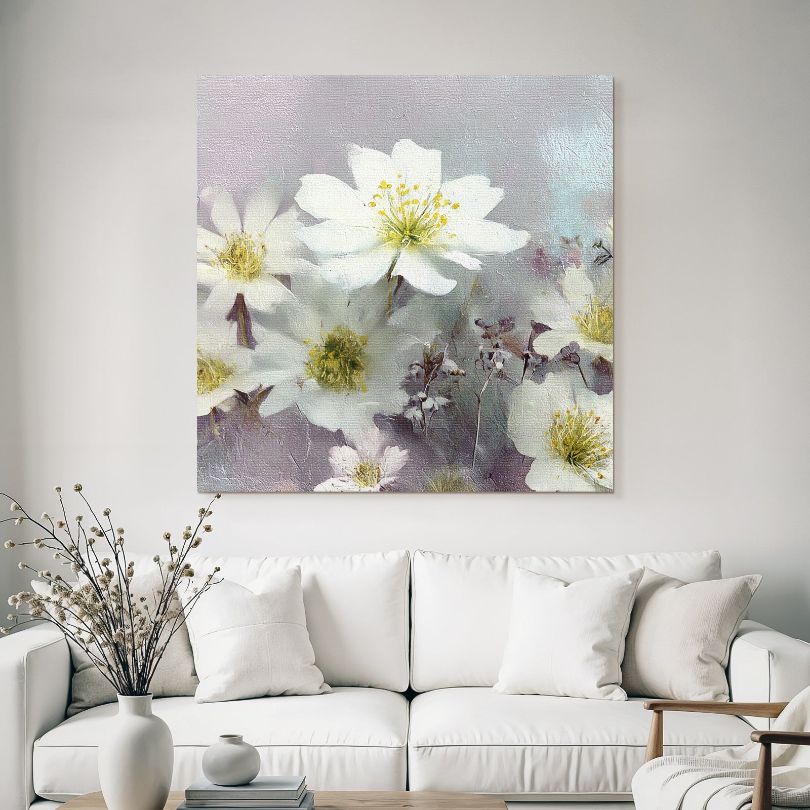 Weisse Blumen Zartes Kunstwerk