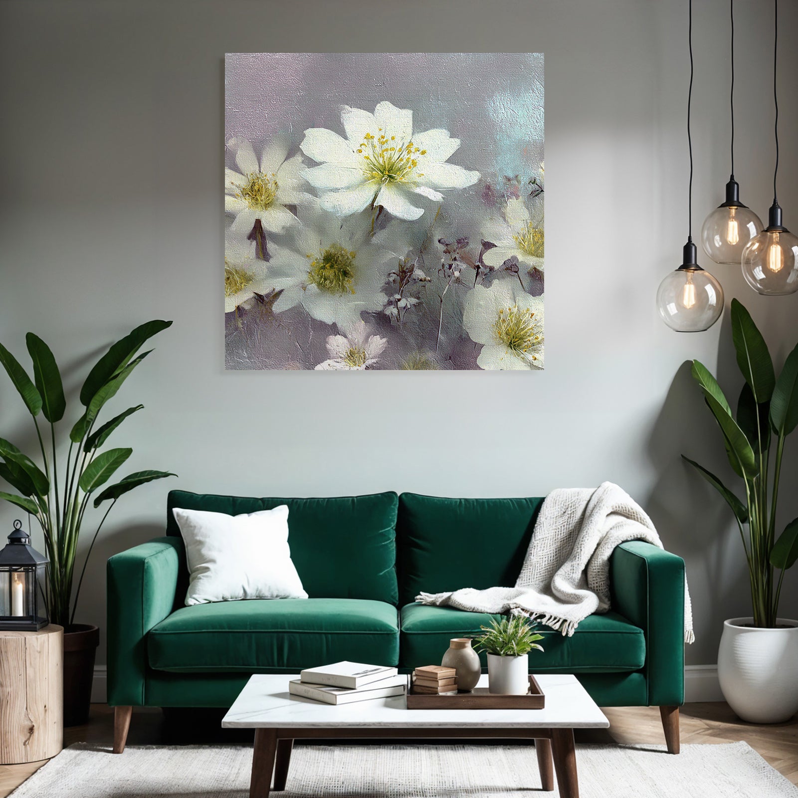 Weisse Blumen Zartes Kunstwerk