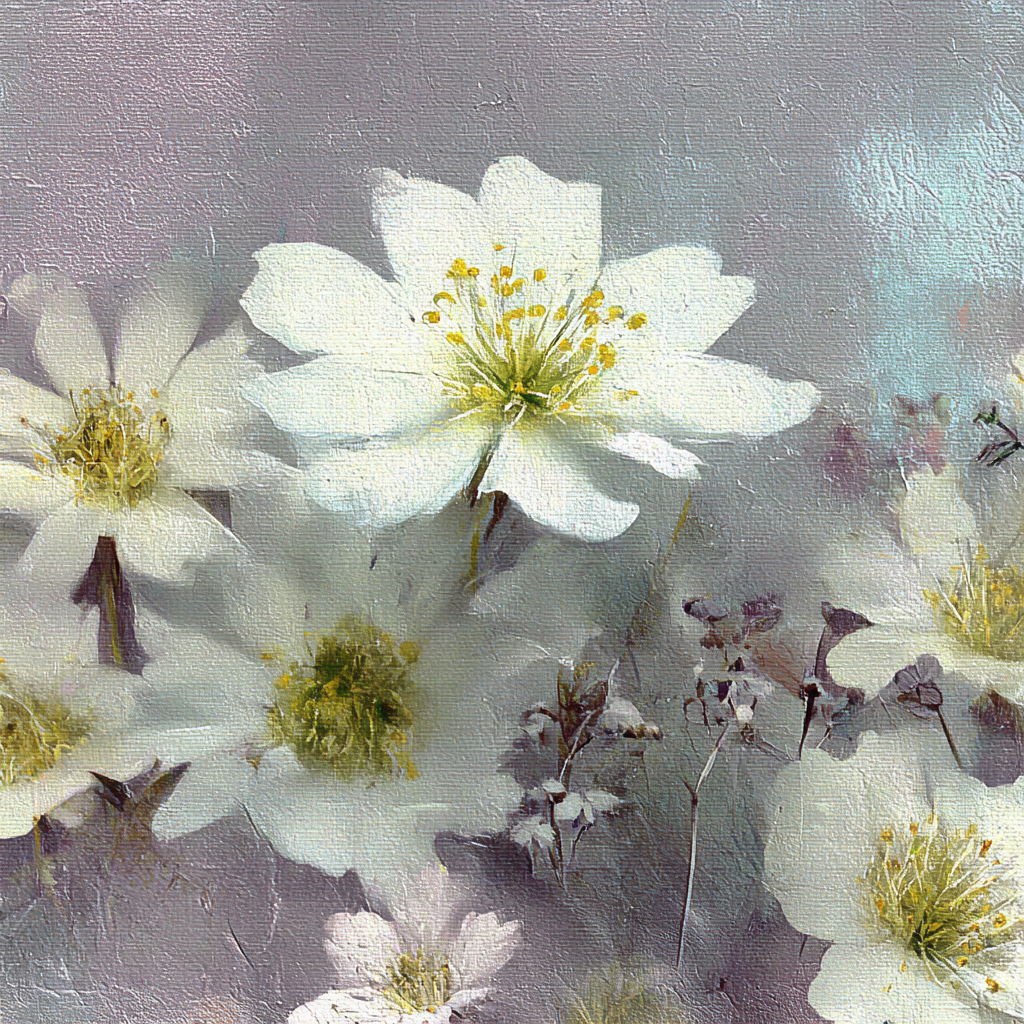 Weisse Blumen Zartes Kunstwerk | Wasserfaelle und Tropfen | Natur