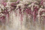 Blumengirlande Mit Rosa Und Weissen Blüten Vor Neutralem Hintergrund | Wasserfaelle und Tropfen | Natur