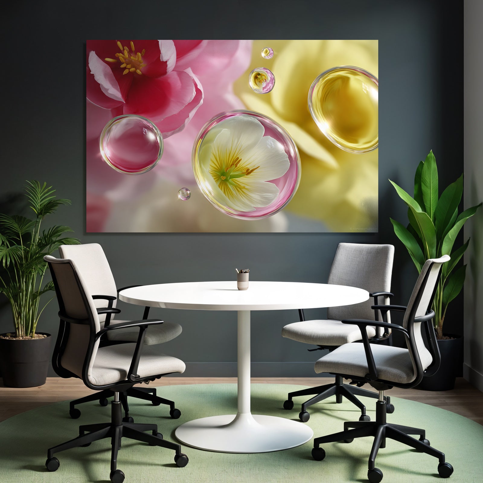 Bunte Tulpen In Funkelnden Blasen