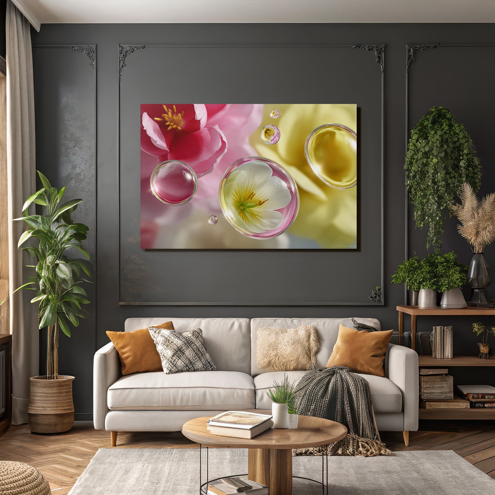 Bunte Tulpen In Funkelnden Blasen