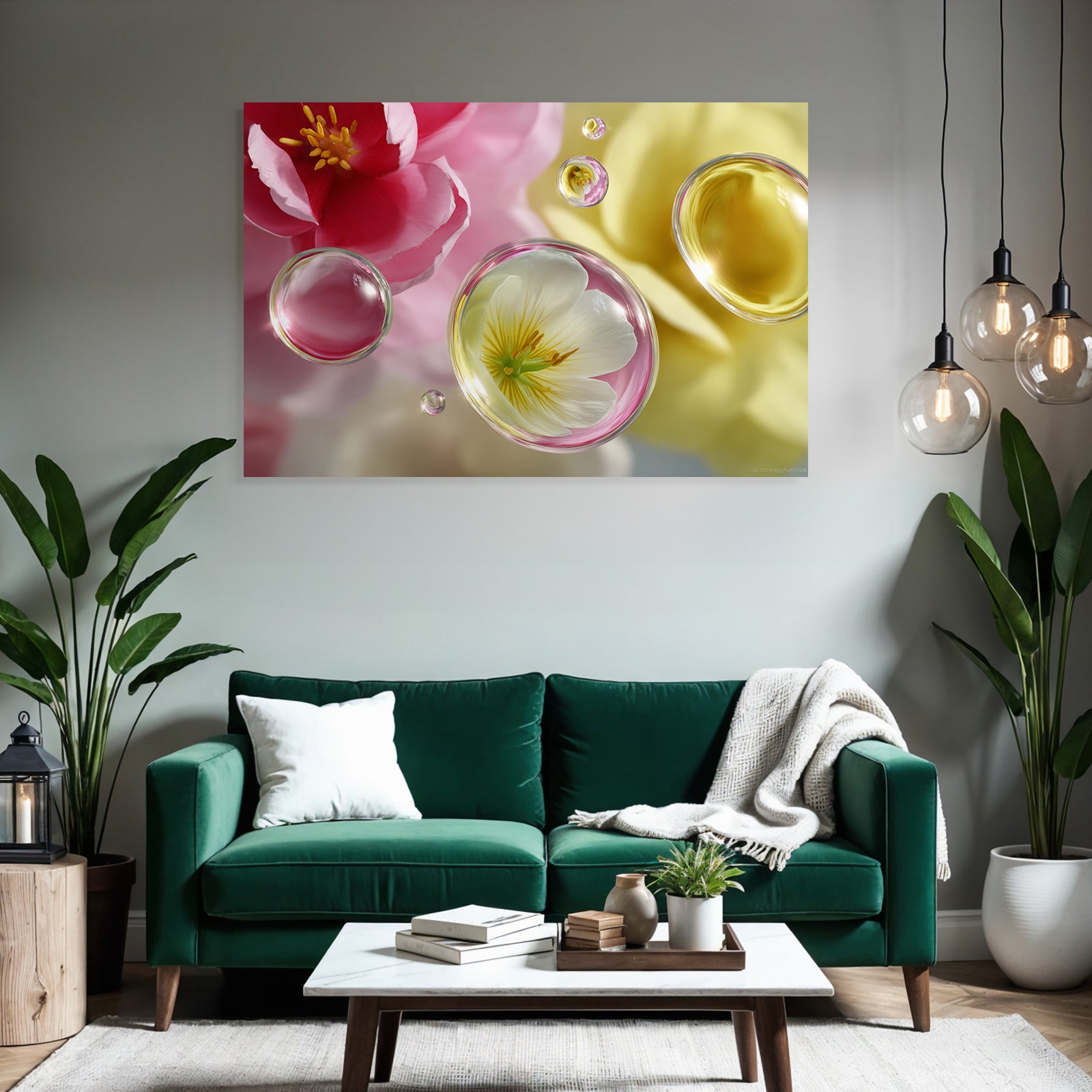 Bunte Tulpen In Funkelnden Blasen