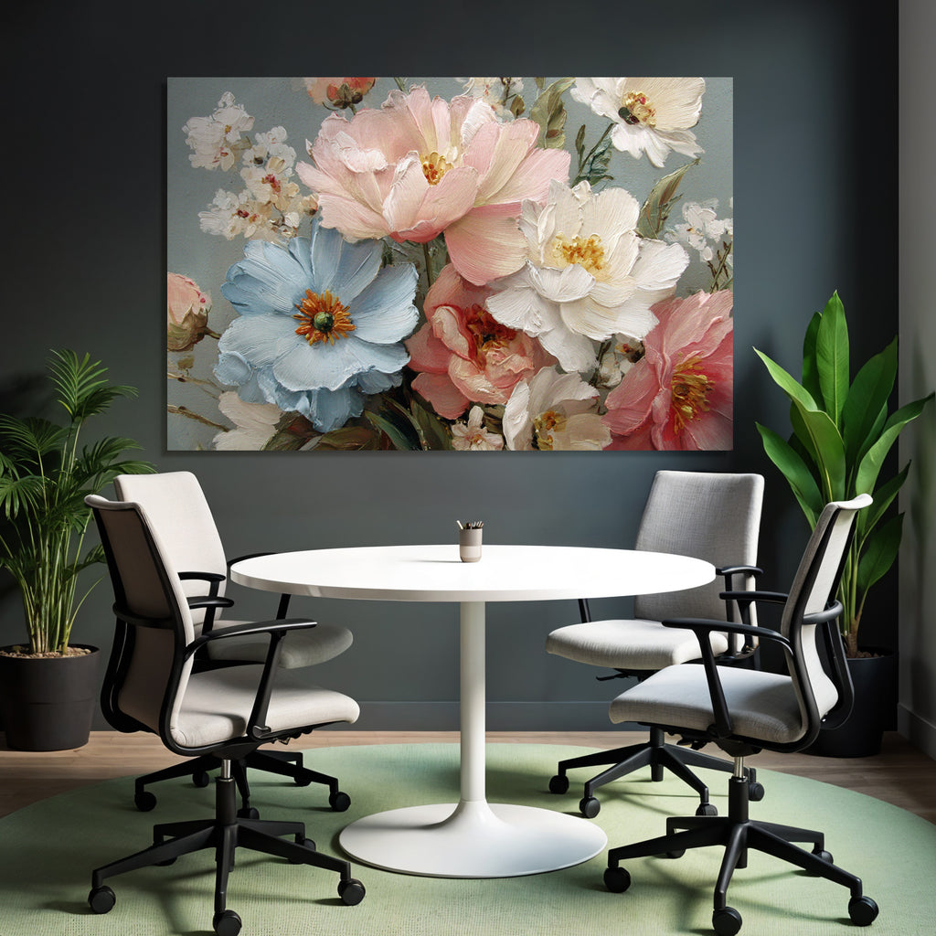 Bunte Blumen Stillleben Mit Pastellfarbenem Hintergrund