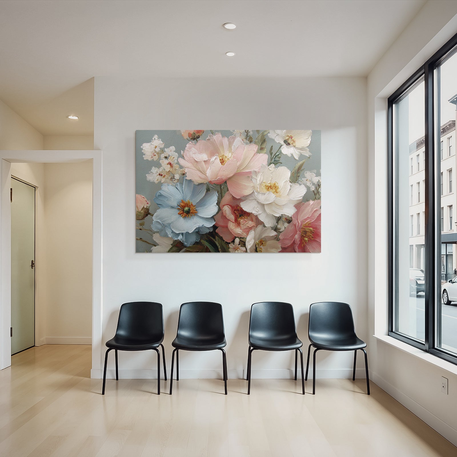 Bunte Blumen Stillleben Mit Pastellfarbenem Hintergrund