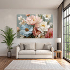 Bunte Blumen Stillleben Mit Pastellfarbenem Hintergrund
