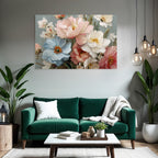 Bunte Blumen Stillleben Mit Pastellfarbenem Hintergrund