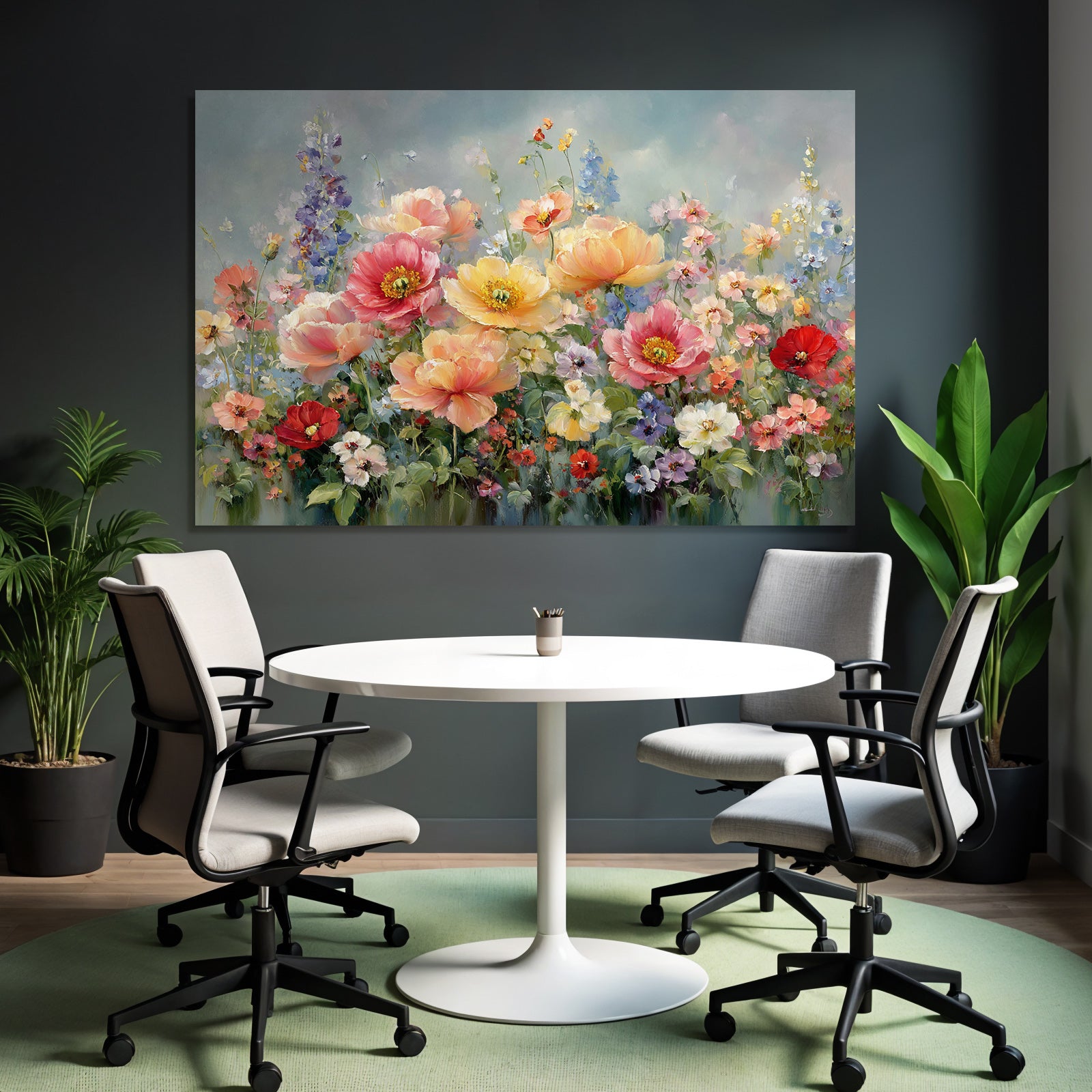 Bunte Blumenkomposition Mit Struktur Und Leuchtenden Farben