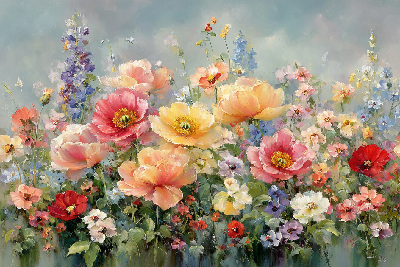 Bunte Blumenkomposition Mit Struktur Und Leuchtenden Farben | Wasserfaelle und Tropfen | Natur