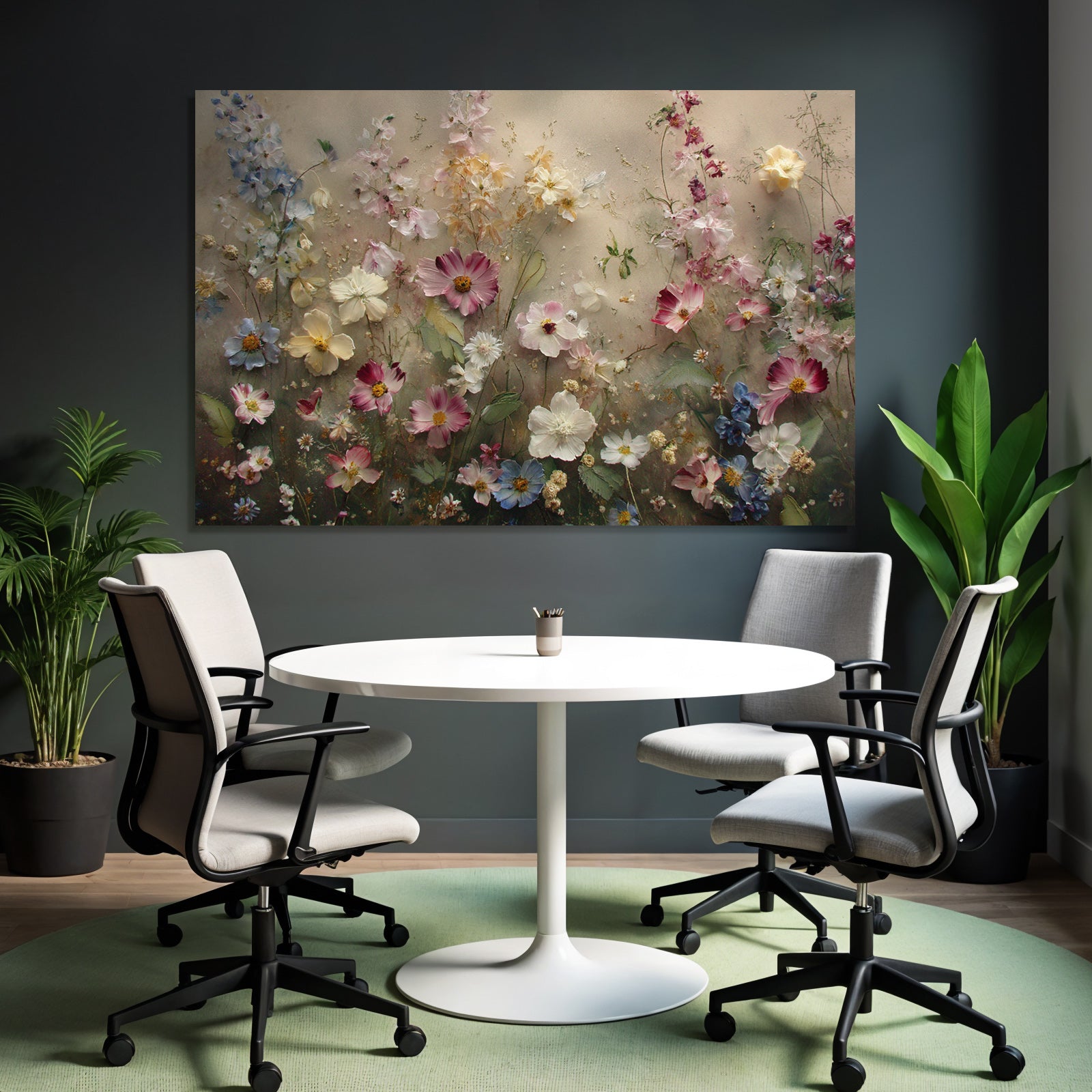 Bunte Blumenkomposition Mit Vielfältigen Farben Und Verwaschenem Hintergrund